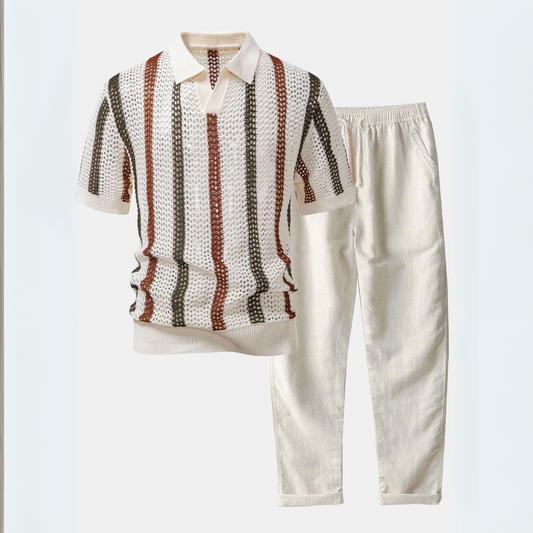 Monaco™| Set Estivo Polo In Maglia E Pantaloni in Lino