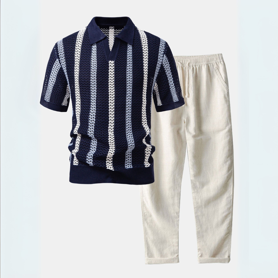 Monaco™| Set Estivo Polo In Maglia E Pantaloni in Lino