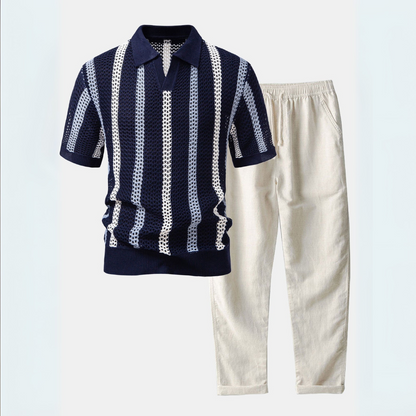 Monaco™| Set Estivo Polo In Maglia E Pantaloni in Lino