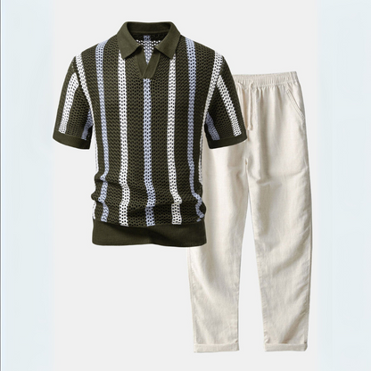 Monaco™| Set Estivo Polo In Maglia E Pantaloni in Lino