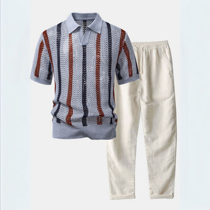 Monaco™| Set Estivo Polo In Maglia E Pantaloni in Lino